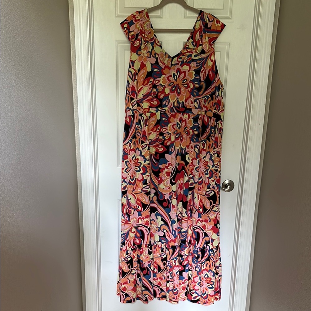 IMAN Floral Sleeveless Maxi Dress - Multicolor NWT 3X